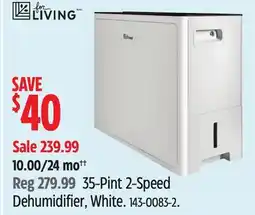 Canadian Tire For Living 35-Pint 2-Speed Dehumidifier offer