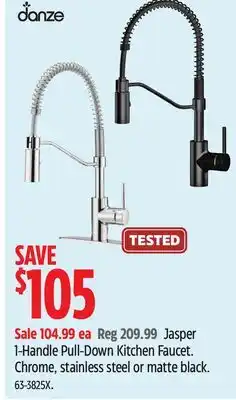 Canadian Tire Danze 1-Handle Pull-Down Kitchen Faucet. Chrome, stainless steel or matte black offer