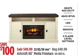 Canadian Tire Canvas Ashcroft 60˝ Media Fireplace offer