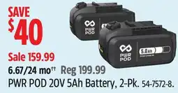 Canadian Tire PWR POD 20V 5Ah Battery, 2-Pk offer