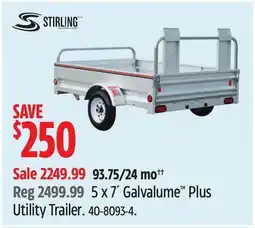 Canadian Tire Stirling 5 x 7´ Galvalume Plus Utility Trailer offer