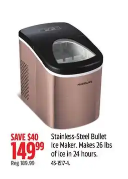 Canadian Tire Frigidaire Stainless-Steel Bullet Ice Maker Makes 26 lbs of ice in 24 hours offer