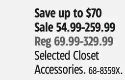 Canadian Tire Closetmaid Selected Closet Accessories offer