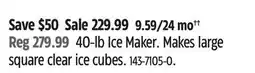Canadian Tire Frigidaire 40-lb Ice Maker. Makes large square clear ice cubes offer