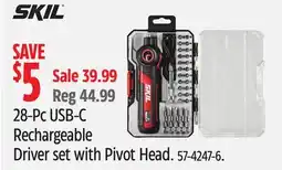 Canadian Tire SKIL 28-Pc USB-C Rechargeable Driver set with Pivot Head offer