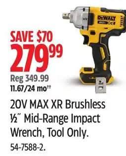 Canadian Tire DEWALT 20V MAX XR Brushless Β½Λ Mid-Range Impact Wrench, Tool Only offer