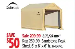 Canadian Tire ShelterLogic Sandstone Peak Shed, 6´ x 6´ x 6´ h offer