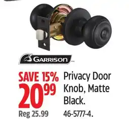 Canadian Tire Privacy Door Knob, Matte Black offer