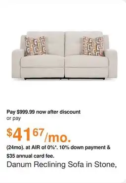 Ashley Furniture Danum Reclining Sofa in Stone, Fabric by Ashley offer