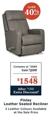 La Z Boy Finley Leather Seated Recliner offer