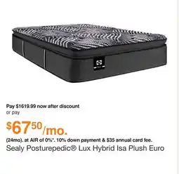 Ashley Furniture Sealy Posturepedic Lux Hybrid Isa Plush Euro Pillow Top 15.5 inch Mattress, Size: Queen offer
