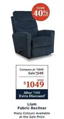 La Z Boy Liam Fabric Recliner offer