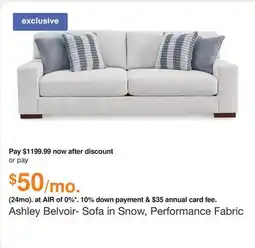 Ashley Furniture Ashley Belvoir- Sofa in Snow, Performance Fabric offer