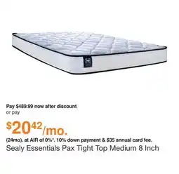 Ashley Furniture Sealy Essentials Pax Tight Top Medium 8 Inch Mattress, Size: Queen offer