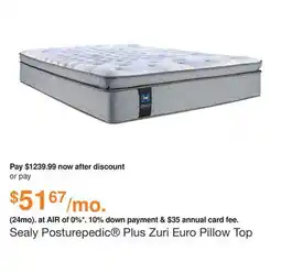 Ashley Furniture Sealy Posturepedic Plus Zuri Euro Pillow Top Plush 14 Inch Mattress, Size: Queen offer