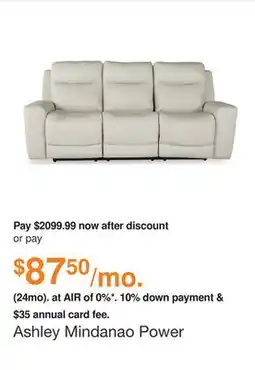 Ashley Furniture Ashley Mindanao Power Reclining Sofa with Adjustable Headrest in Tan, Leather offer
