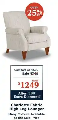 La Z Boy Charlotte Fabric High Leg Lounger offer