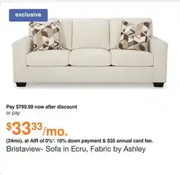 Ashley Furniture Bristaview- Sofa in Ecru, Fabric by Ashley offer