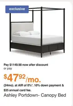 Ashley Furniture Ashley Portdown- Canopy Bed in Black, Size: Queen offer