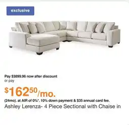 Ashley Furniture Ashley Lerenza- 4 Piece Sectional with Chaise in Birch, Fabric offer