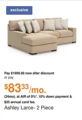 Ashley Furniture Ashley Larce- 2 Piece Sectional with Chaise in Dune, Performance Fabric offer