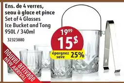 Sushi Shop Set of 4 Glasses Ice Bucket and Tong offer