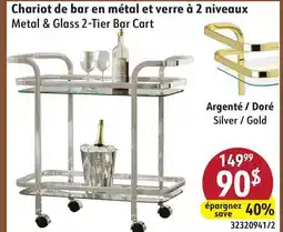 Sushi Shop Metal & Glass 2-Tier Bar Cart offer