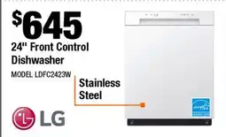 Home Depot 24 Front Control Dishwasher offer