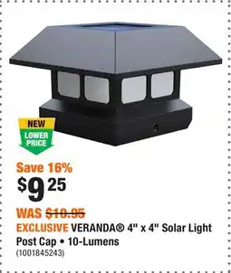 Home Depot EXCLUSIVE VERANDA 4 x 4 Solar Light Post Cap • 10-Lumens offer