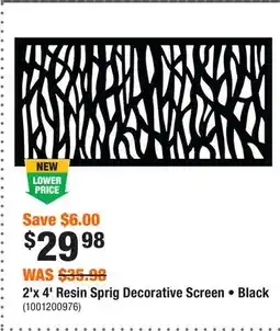 Home Depot 2'x 4' Resin Sprig Decorative Screen • Black offer