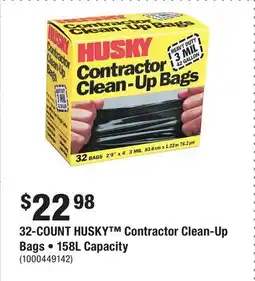 Home Depot 32-COUNT HUSKY Contractor Clean-Up Bags • 158L Capacity offer