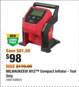 Home Depot MILWAUKEE M12 Compact Inflator - Tool Only offer
