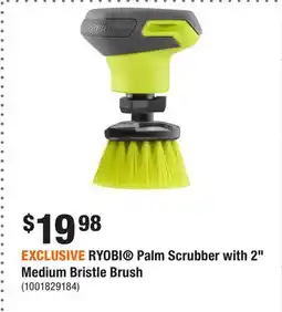 Home Depot EXCLUSIVE RYOBI Palm Scrubber with 2 Medium Bristle Brush offer