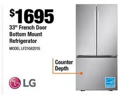 Home Depot 33 French Door Bottom Mount Refrigerator offer