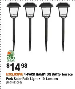 Home Depot EXCLUSIVE 4-PACK HAMPTON BAY Terrace Park Solar Path Light • 10-Lumens offer