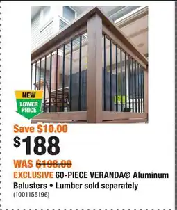Home Depot EXCLUSIVE 60-PIECE VERANDA Aluminum Balusters • Lumber sold separately offer