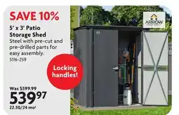 Home Hardware 5' x 3' Patio Storage Shed offer