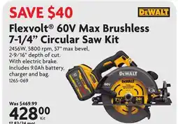 Home Hardware Flexvolt 60V Max Brushless 7-1/4 Circular Saw Kit offer