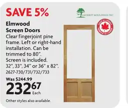 Home Hardware Elmwood Screen Doors offer