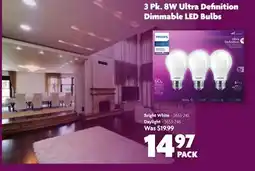 Home Hardware 3 Pk. 8W Ultra Definition Dimmable LED Bulbs offer