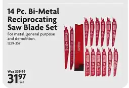 Home Hardware 14 Pc. Bi-Metal Reciprocating Saw Blade Set offer