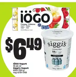 FreshCo IÖGO Yogurt 16 pk or Siggi's Yogurt 650-750 g offer