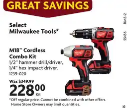 Home Hardware M18 Cordless Combo Kit offer