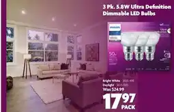 Home Hardware Bright White 3 Pk. 5.8W Ultra Definition Dimmable LED Bulbs offer