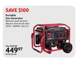 Home Hardware Portable Gas Generator offer