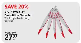 Home Hardware 5 Pc. SAWZALL Demolition Blade Set offer