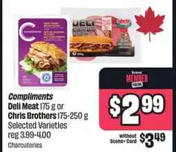FreshCo Compliments Deli Meat 175 g or Chris Brothers 175-250 g Selected Varieties offer