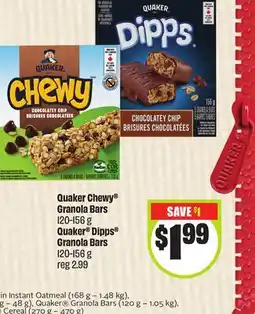 FreshCo Quaker Chewy Granola Bars 120-156 g Quaker Dipps Granola Bars 120-156 g offer