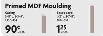 Home Hardware Casing 5/8 x 2-3/4 Baseboard Primed MDF Moulding 1/2 x 3-7/8 offer