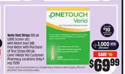 FreshCo Verio Test Strips 100 pk 1,000 Scene+ pts With Meter Purchase of Test Strips 100 pk offer